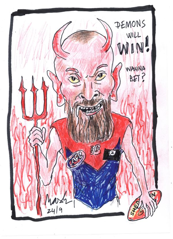 AFL (Australian Football League) – Grand Final 2021 – Melbourne Demons – Cartoon by Max Gerreyn