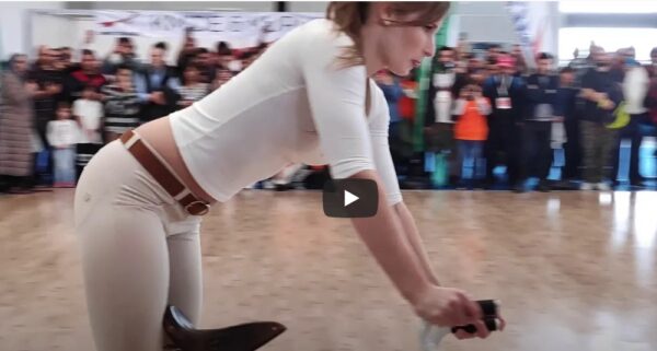 Girl Biker Performs