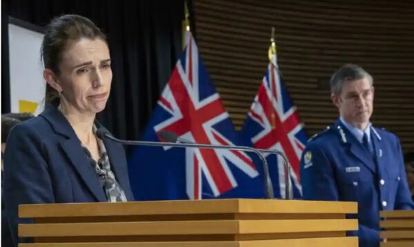 New Zealand prime minister Jacinda Ardern and police commissioner Andrew Coster