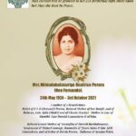 Obituary: Mrs Mihindukulasuriya Beatrice Perera (Nee Fernando) (24 May 1924 - 3 Oct 2021)