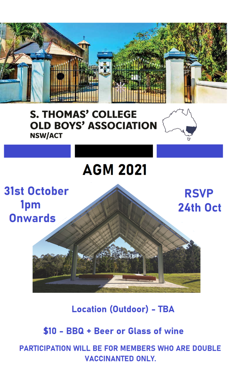 Annual General Meeting 2021 – S.Thomas’ College Old Boys’ Association NSW/ACT