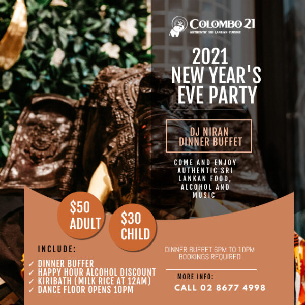 2021 New Year’s Eve Party at Colombo 21 (Sydney event)