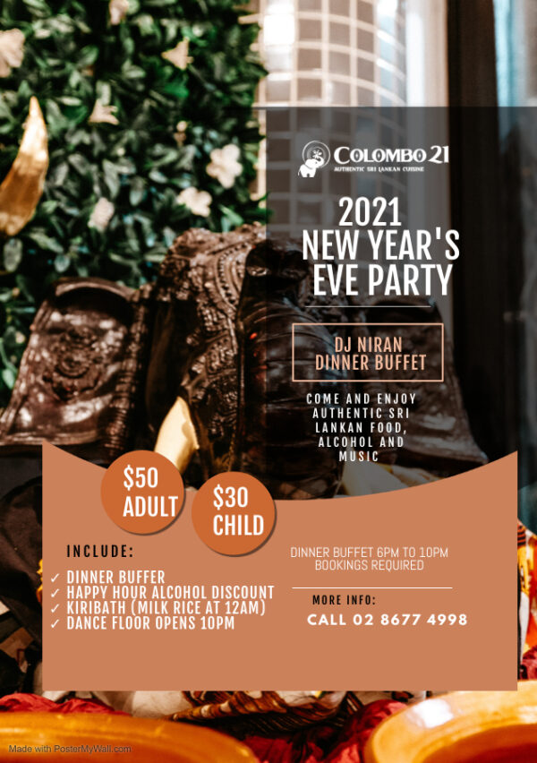 2021 New Year’s Eve Party at Colombo 21 (Sydney event)