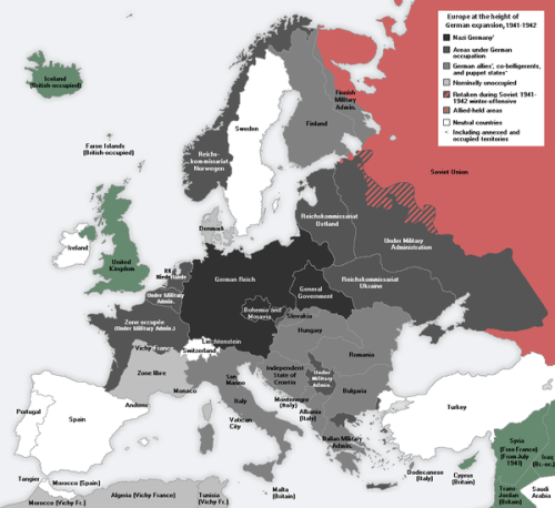 Hitler Germany’s greatest reach 1942