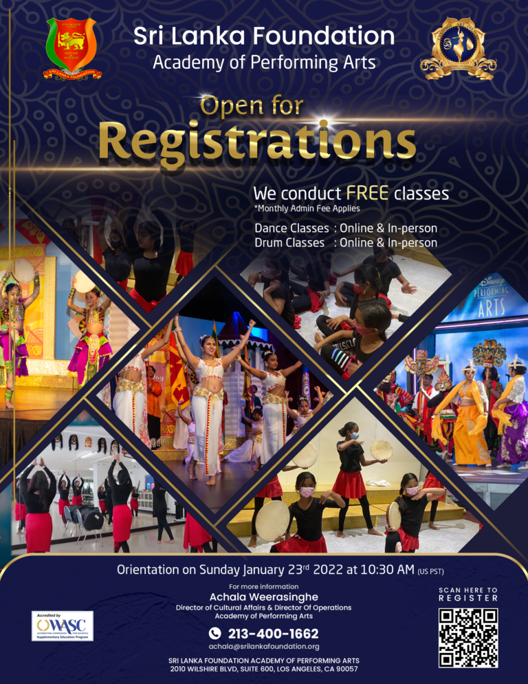 Sri Lanka Foundation Academy of Performing Arts – Open for Registrations