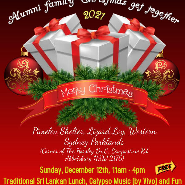 University of Colombo Alumni Association of NSW – Alumni Family Christmas get together – Sunday 12th December 2021 (Sydney event)