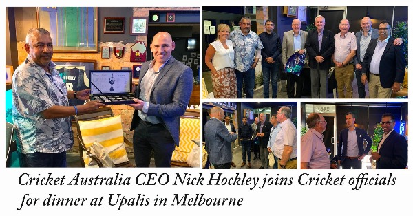 Cricket Australia CEO Nick Hockley joins Cricket officials for dinner at Upali's in Melbourne – by Johann Dias Jayasinha