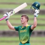 George Van Heerden celebrates his hundred