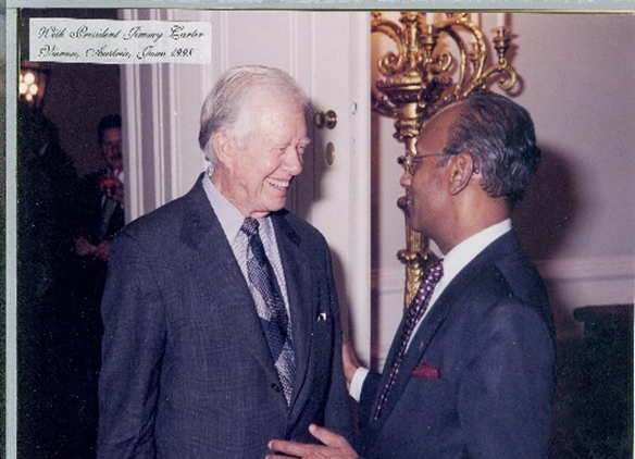 Nandasiri Jasentuliyana of Corona, Ca. in his capacity at the United Nations, met Many World Dignitaries including President Jimmy Carter and Kofi Annan