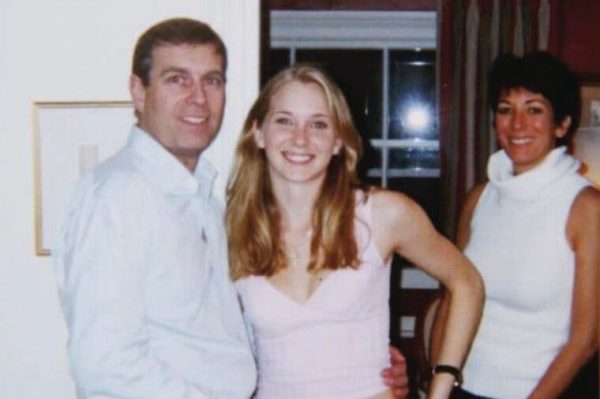 Prince Andrew, Virginia Giuffre and Jeffery Epstein’s longtime companion Ghislaine Maxwell in 2001.Credit...Florida Southern District Court