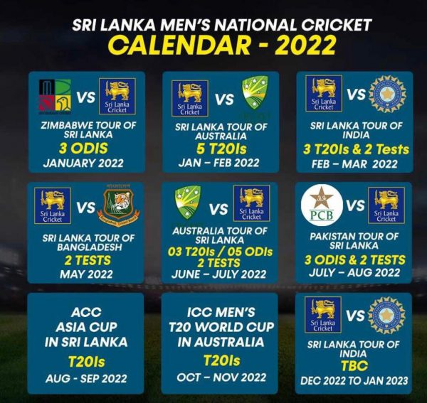 Sri Lanka Cricket Calendar 2022