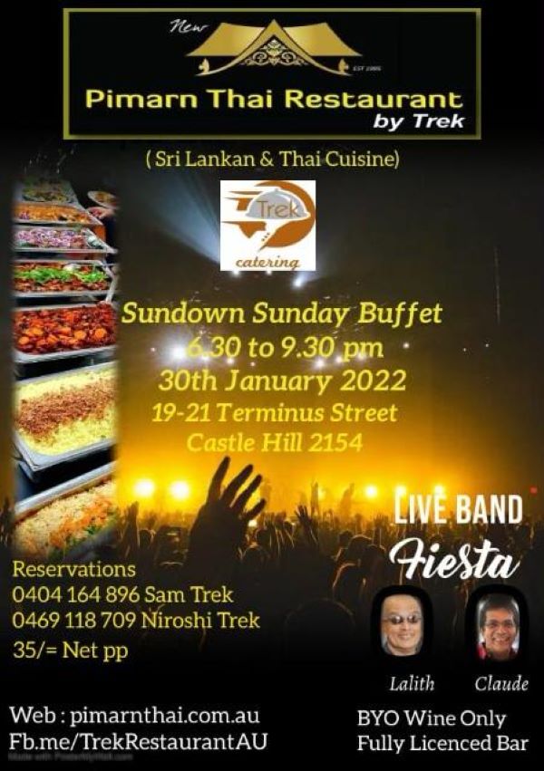 Sundown Sunday Buffet - Pimarn Thai Restaurant (Sri Lankan & Thai Restaurant) - Sydney, Castle Hill - 30th January 2022