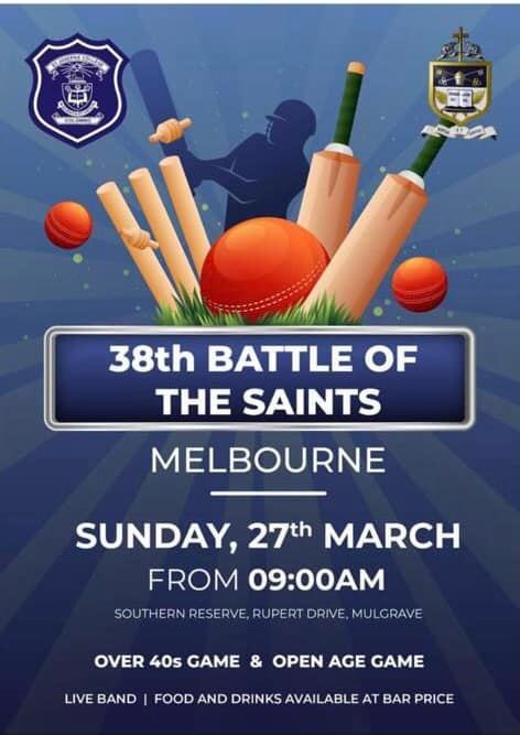 38th Battle of the Saints  (Sunday 27th March 2020 - Melbourne event)