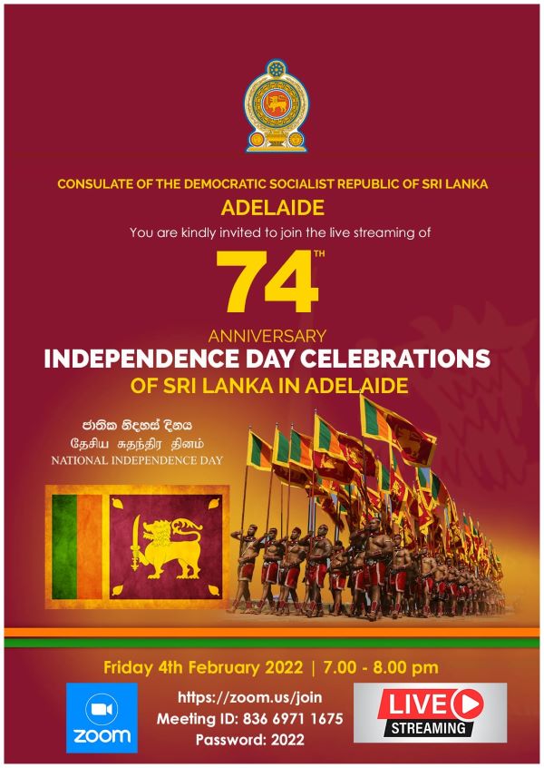 Independence Day Celebrations of Sri Lanka in Adelaide - 4th February 2022