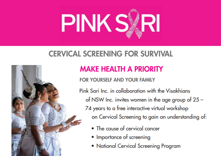 Pink Sari Inc. - Cervical Screening online session - Sunday 20th February 2022