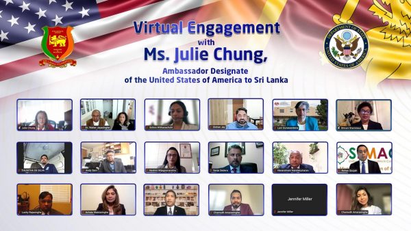 US AMBASSADOR DESIGNATE TO SRI LANKA, H.E JULIE CHUNG MEETS FOR A VIRTUAL ENGAGEMENT WITH THE SRI LANKAN AMERICAN COMMUNITY HOSTED BY SLF INTERNATIONAL, USA