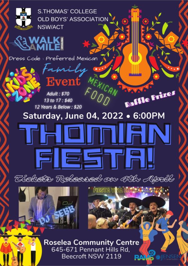 S.THOMAS COLLEGE OBA NSW ACT - THOMIAN FIESTA – Saturday 4th June 2022 -Sydney event
