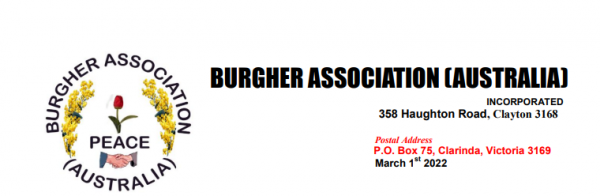 BURGHER ASSOCIATION (AUSTRALIA)