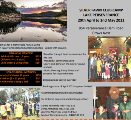 SILVER FAWN CLUB CAMP LAKE PERSEVERANCE 29th April to 2nd May 2022