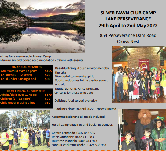 SILVER FAWN CLUB CAMP LAKE PERSEVERANCE 29th April to 2nd May 2022