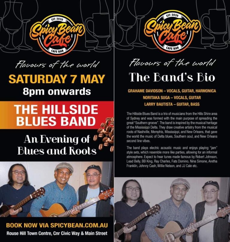 Flavours of the Word @ the Spicy Bean Cafe – 7th May 2022 – An evening of Blues and Roots (sydney event)