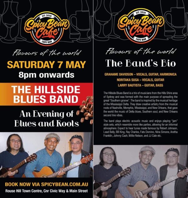 Flavours of the Word @ the Spicy Bean Cafe - 7th May 2022 - An evening of Blues and Roots (sydney event)