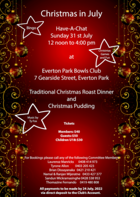 Christmas in July – Have-A-Chat – 31st July 2022 (Brisbane event)