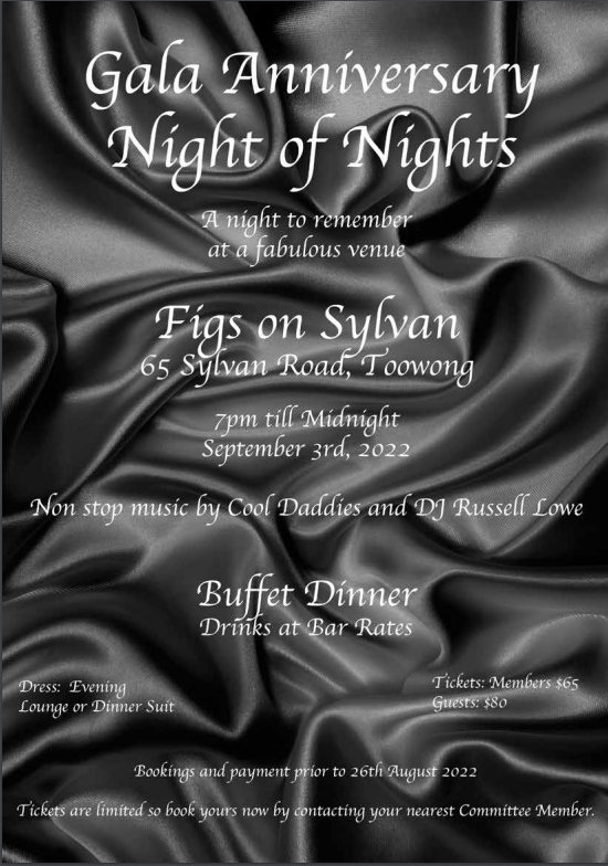 Gala Anniversary Night of Nights – 3rd September 2022 (Brisbane event)