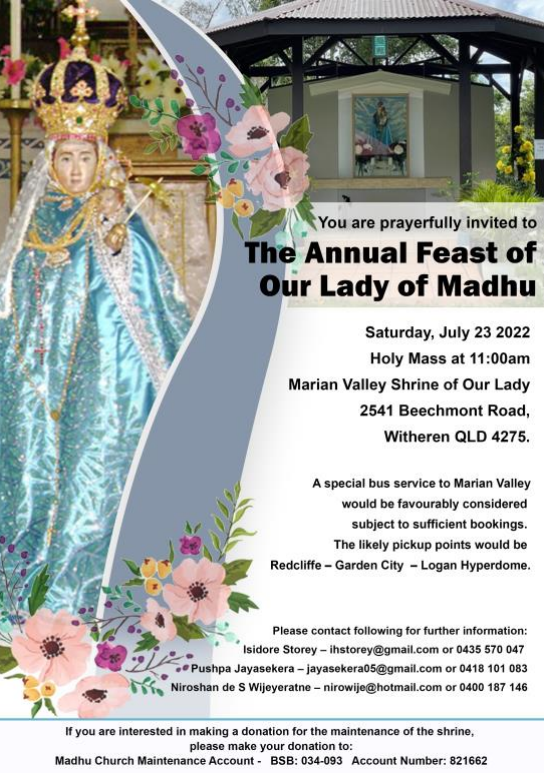 The Annual Feast of Our Lady of Madhu-23 july 2022