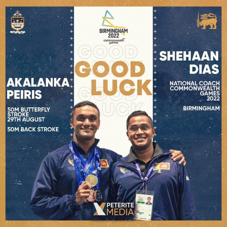 We would like to wish good luck to our Peterite swimming sensation Mast. Akalanka Peries and his Peterite coach Mr. Shehan Dias at the Birmingham Commonwealth games