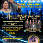Sing-Along, Dine & Dance with the living legends Annesly Malawana, Indrani Perera & the Super Chimes Band – Sydney event – Sunday 8th October 2022