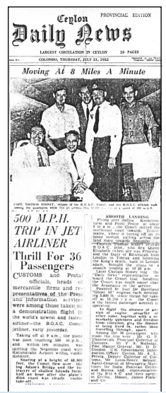 DE HAVILLAND COMET 1: THE FIRST JET AIRLINER FLIGHT TO CEYLON, IN 1952