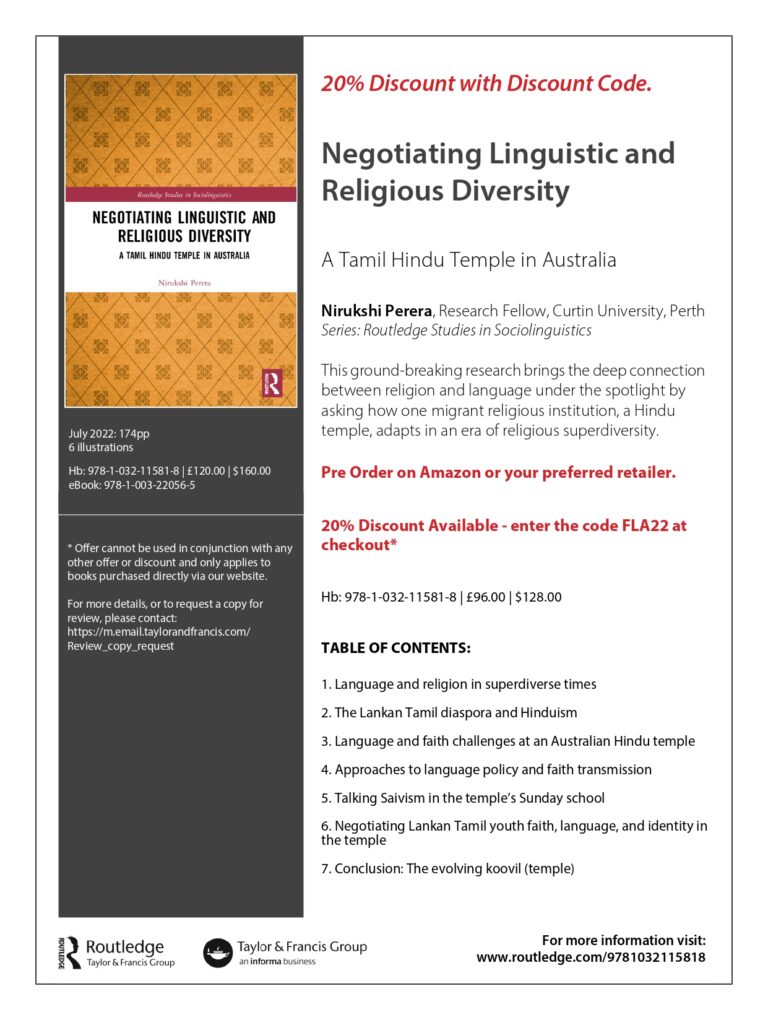 Negotiating linguistic and religious diversity: A Tamil Hindu Temple in Australia