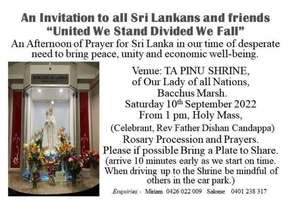 Sri Lankan Mass for Peace2 10th Sept.2022