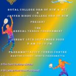 Royal College OBA & Jaffna Hindu Collage OBA Annual Tenis Tournament - Sunday 18th September 2022 - 8 AM to 12 PM
