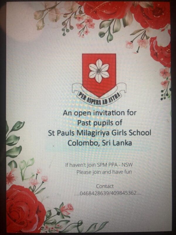 An Open Invitation for Past Pupils of St Pauls Milagiriya Girls School Colombo Sri Lanka