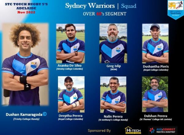 Sydney Warriors over 40 Rugby Squad lead by Captain Dushan Kamaragoda to attend the The S.Thomas’ College Old Boys Association South Australia's STC Touch Rugby 5’s on 19th November 2022