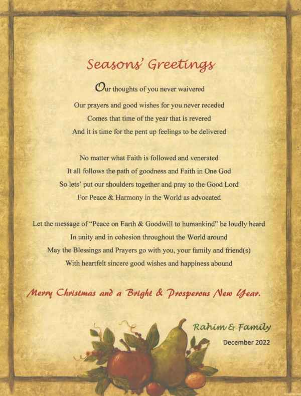Merry Christmas & a Bright and Prosperous New Year