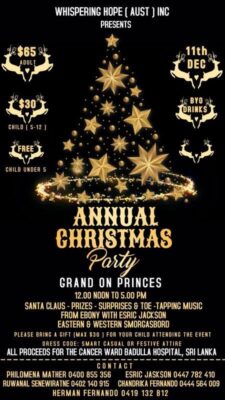 Shispering Hope (aust) Inc Presents - Annual Christmas Party - Grand on Princess on 11th December 2022 (Melbourne event)