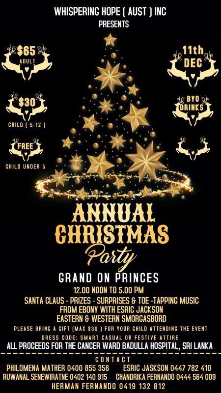 Shispering Hope (aust) Inc Presents - Annual Christmas Party - Grand on Princess on 11th December 2022 (Melbourne event)