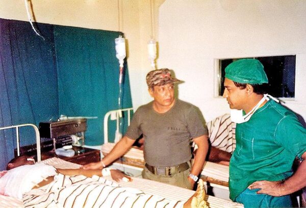 With late General Denzil Kobbekaduwa at the Base Hospital Palali 1990