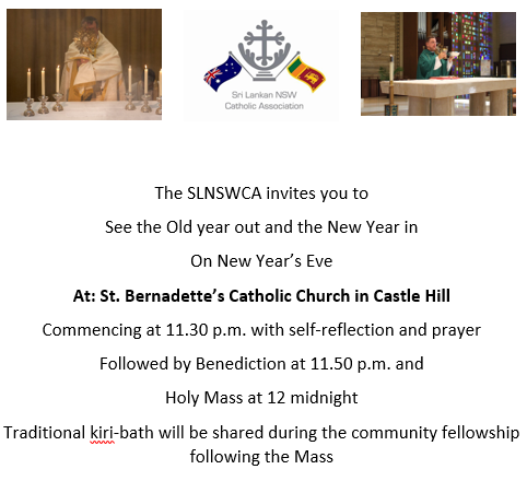 The SLNSWCA Invites to you to See The Old Year And The New Year in On new Year's Eve