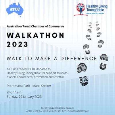 Australian Tamil Chamber Of Commerce Walkathon 2023 - Sunday 29th January 2023