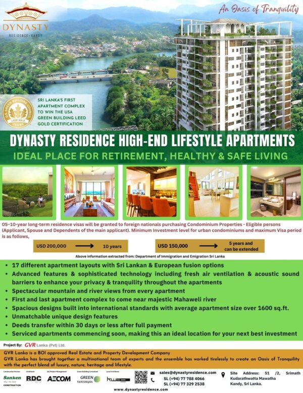  Dynasty Residence Kandy High-End Lifestyle Apartments