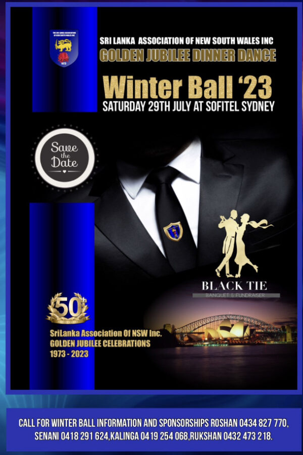 Sri Lanka Association of NSW Inc Golden Jubilee Winter Ball - Saturday 29 July 2023 - 6:30pm onwards