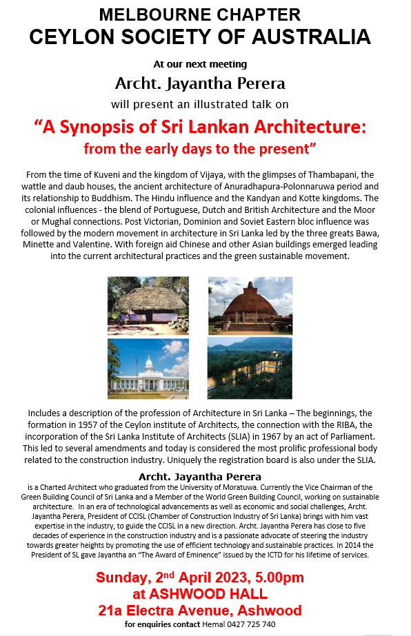 A Synopsis of Sri Lankan Architecture