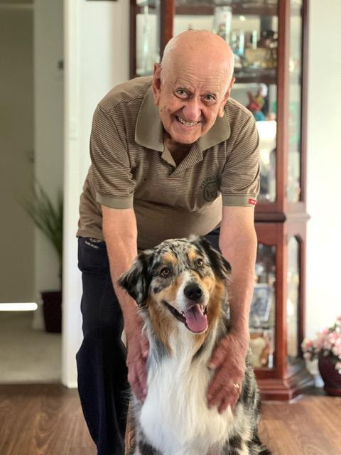 On February 24th, 2023 Charles Schokman of Australia Celebrated his 94th Birthday. Here With His Furry Friend Kira. Happy Birthday Charles
