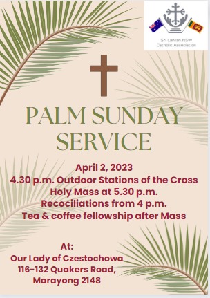 PALM SUNDAY SERVICE - April 2, 2023 - 4.30 p.m.