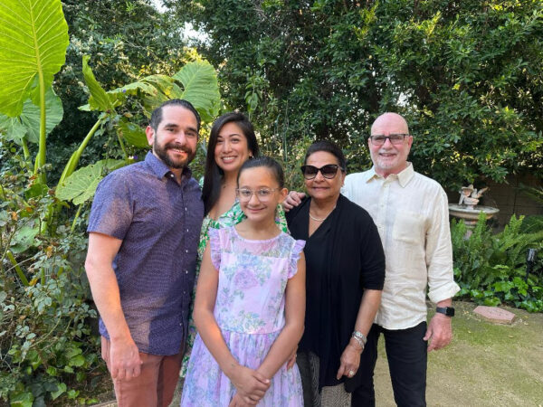 John, Padmini and Andrew Johns with Khrizel and Ava on Easter Sunday