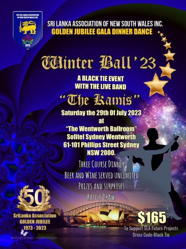 SRI LANKA ASSOCIATION OF NEW SOUTH WALES INC GOLDEN JUBILEE GALA DINNER DANCE- elanka